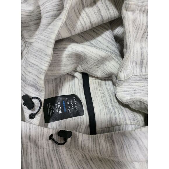 American Eagle Hoodie Sweatshirt Men M Active Flex Pullover Front Spell Out Grey - Picture 7 of 7